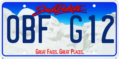 SD license plate 0BFG12