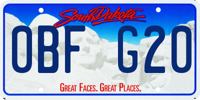 SD license plate 0BFG20