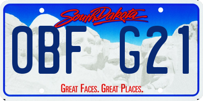 SD license plate 0BFG21