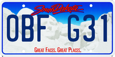 SD license plate 0BFG31