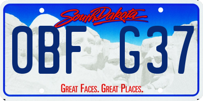SD license plate 0BFG37