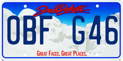 SD license plate 0BFG46