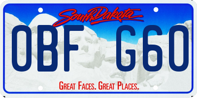 SD license plate 0BFG60