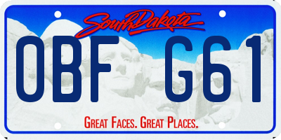 SD license plate 0BFG61