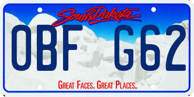 SD license plate 0BFG62