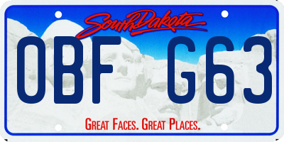 SD license plate 0BFG63