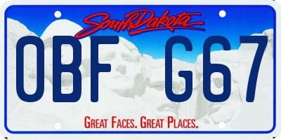 SD license plate 0BFG67