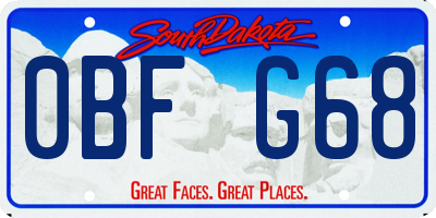 SD license plate 0BFG68