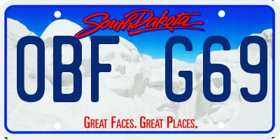 SD license plate 0BFG69
