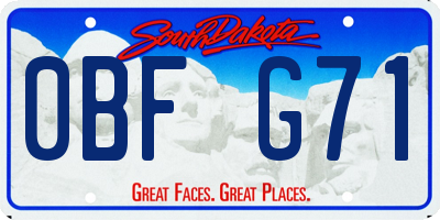 SD license plate 0BFG71