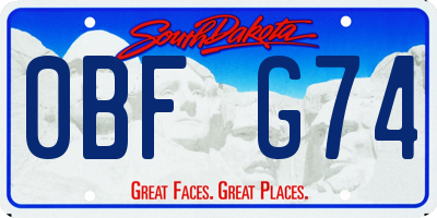 SD license plate 0BFG74