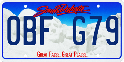 SD license plate 0BFG79