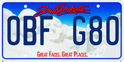SD license plate 0BFG80