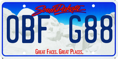 SD license plate 0BFG88