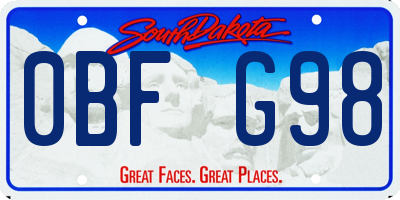 SD license plate 0BFG98