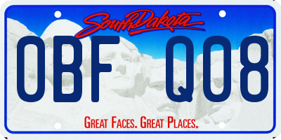 SD license plate 0BFQ08