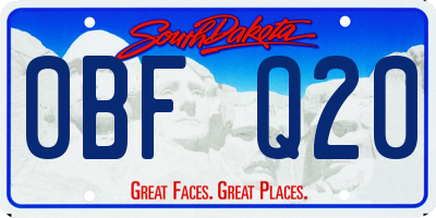 SD license plate 0BFQ20