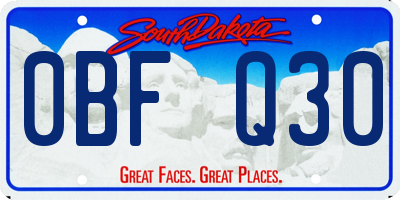 SD license plate 0BFQ30