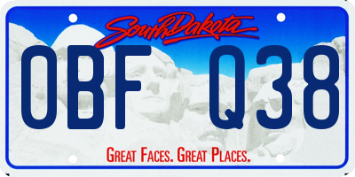 SD license plate 0BFQ38
