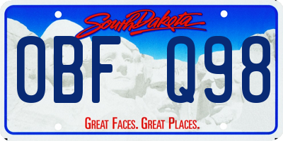 SD license plate 0BFQ98