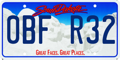 SD license plate 0BFR32