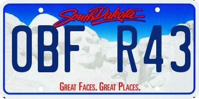 SD license plate 0BFR43