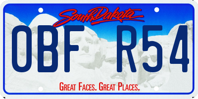 SD license plate 0BFR54