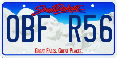 SD license plate 0BFR56