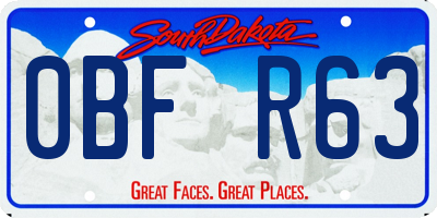 SD license plate 0BFR63