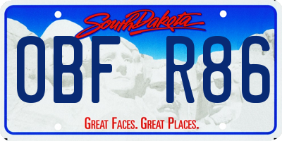 SD license plate 0BFR86