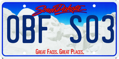 SD license plate 0BFS03