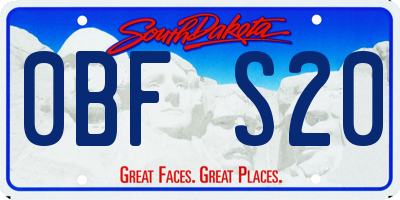SD license plate 0BFS20
