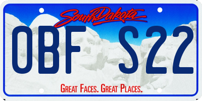 SD license plate 0BFS22