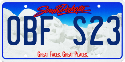 SD license plate 0BFS23