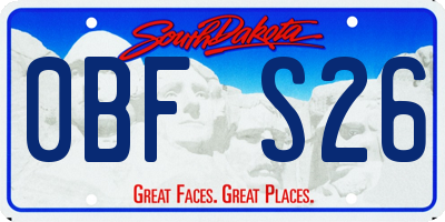 SD license plate 0BFS26