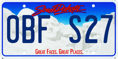 SD license plate 0BFS27