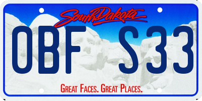 SD license plate 0BFS33
