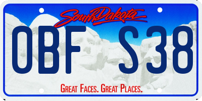 SD license plate 0BFS38