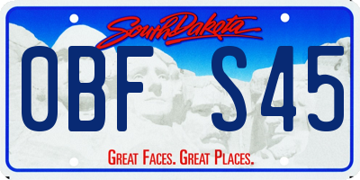 SD license plate 0BFS45