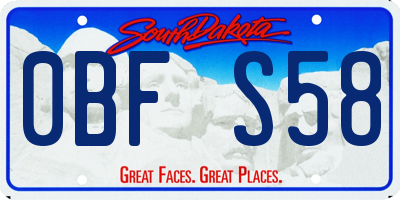 SD license plate 0BFS58