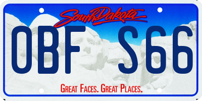 SD license plate 0BFS66