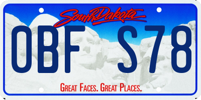 SD license plate 0BFS78