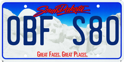 SD license plate 0BFS80