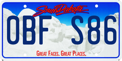 SD license plate 0BFS86