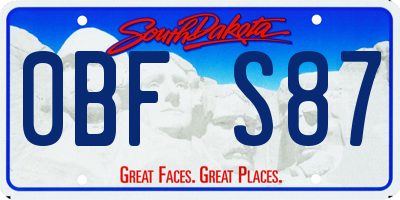 SD license plate 0BFS87