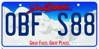 SD license plate 0BFS88