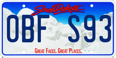 SD license plate 0BFS93