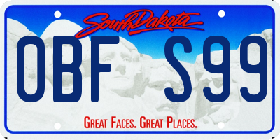 SD license plate 0BFS99