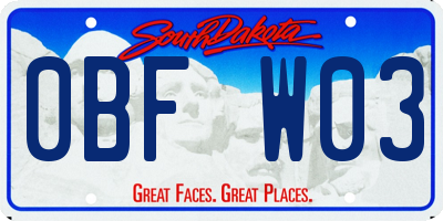 SD license plate 0BFW03