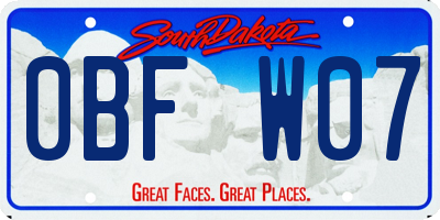 SD license plate 0BFW07